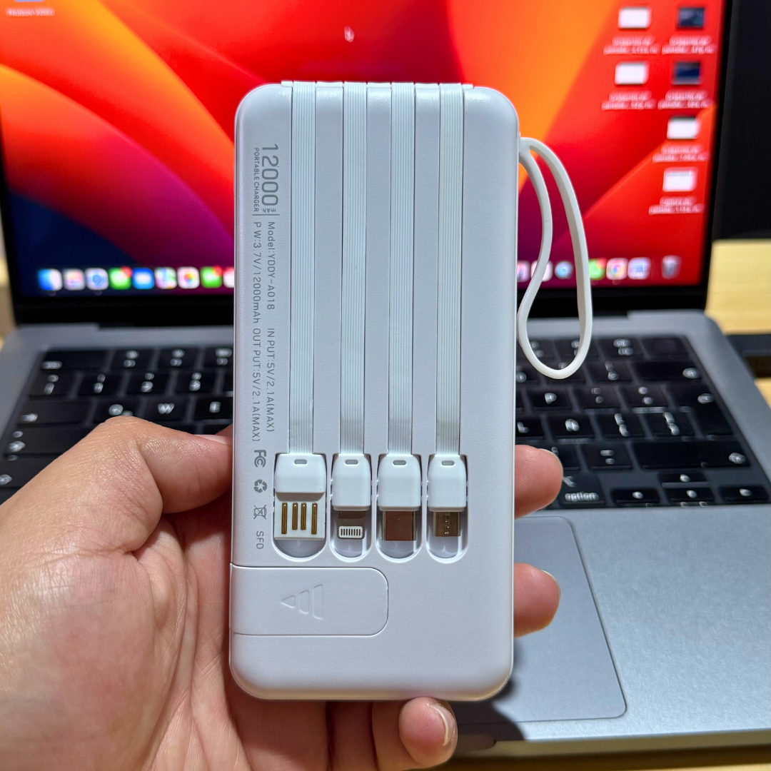 PowerGo Elite 12K – Power Bank 12 000 mAh con Cable Integrado