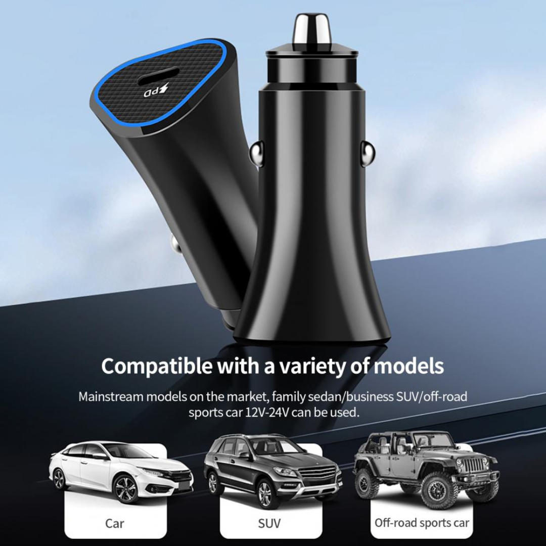 CarCharge Pro 25W – Cargador de Auto Inteligente Tipo C