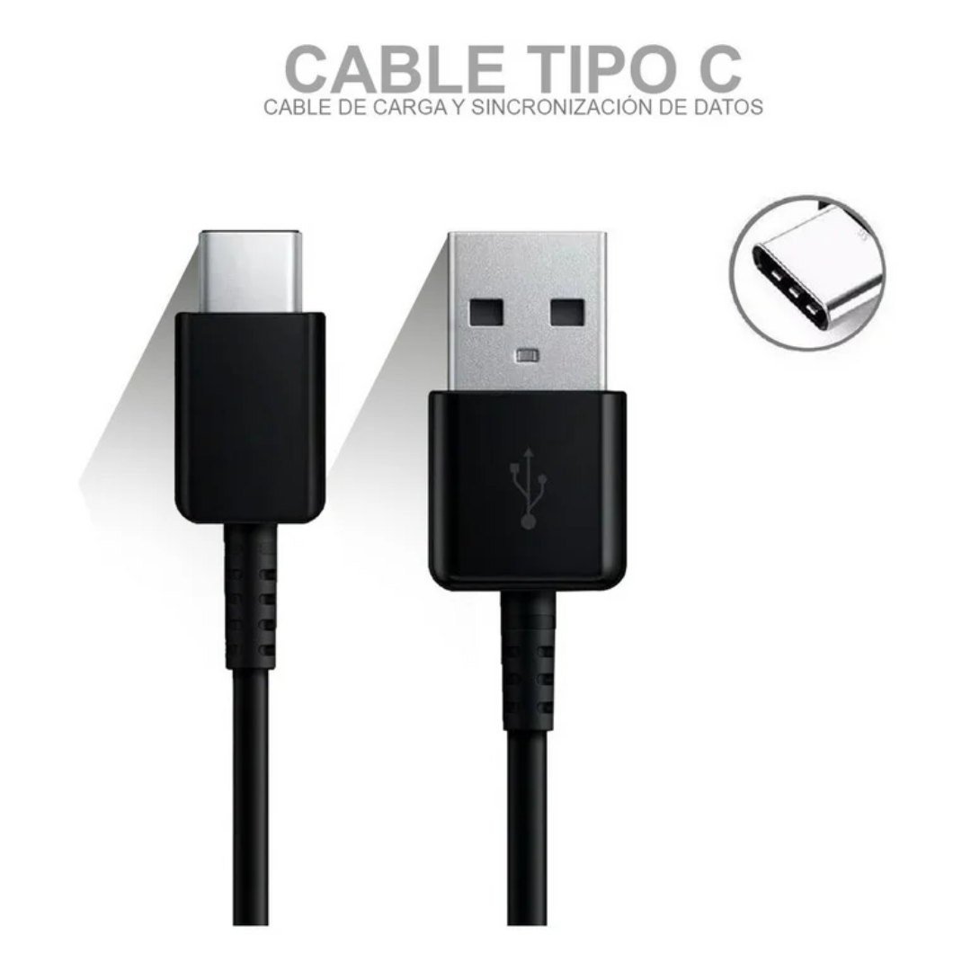 Cargador S10+ con cable USB tipo C - Carga Rapida