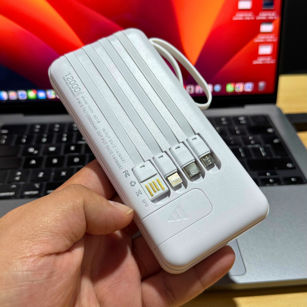 PowerGo Elite 12K – Power Bank 12 000 mAh con Cable Integrado