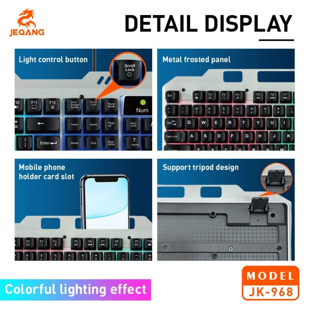 GameFusion JK-968 – Combo Teclado y Mouse Gaming RGB por Cable