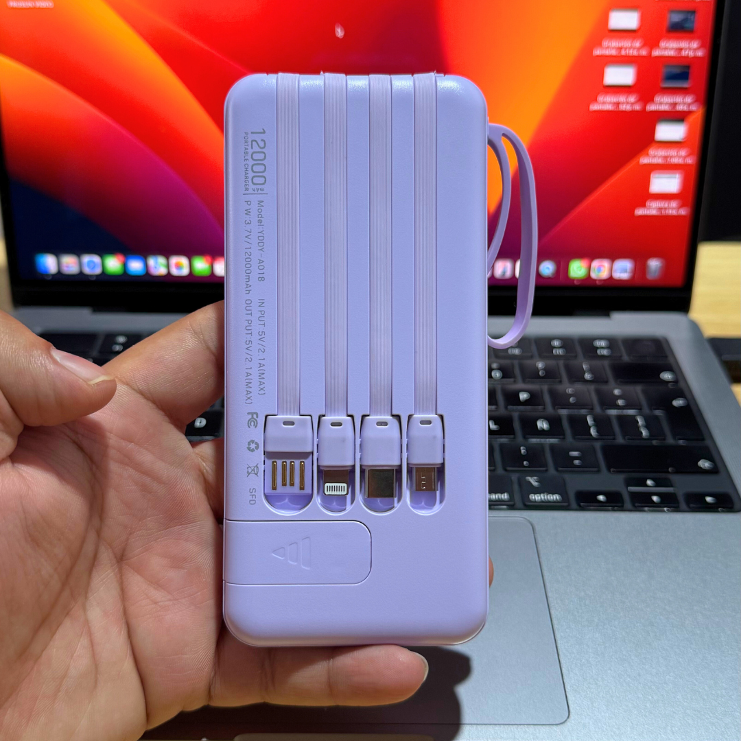 PowerGo Elite 12K – Power Bank 12 000 mAh con Cable Integrado