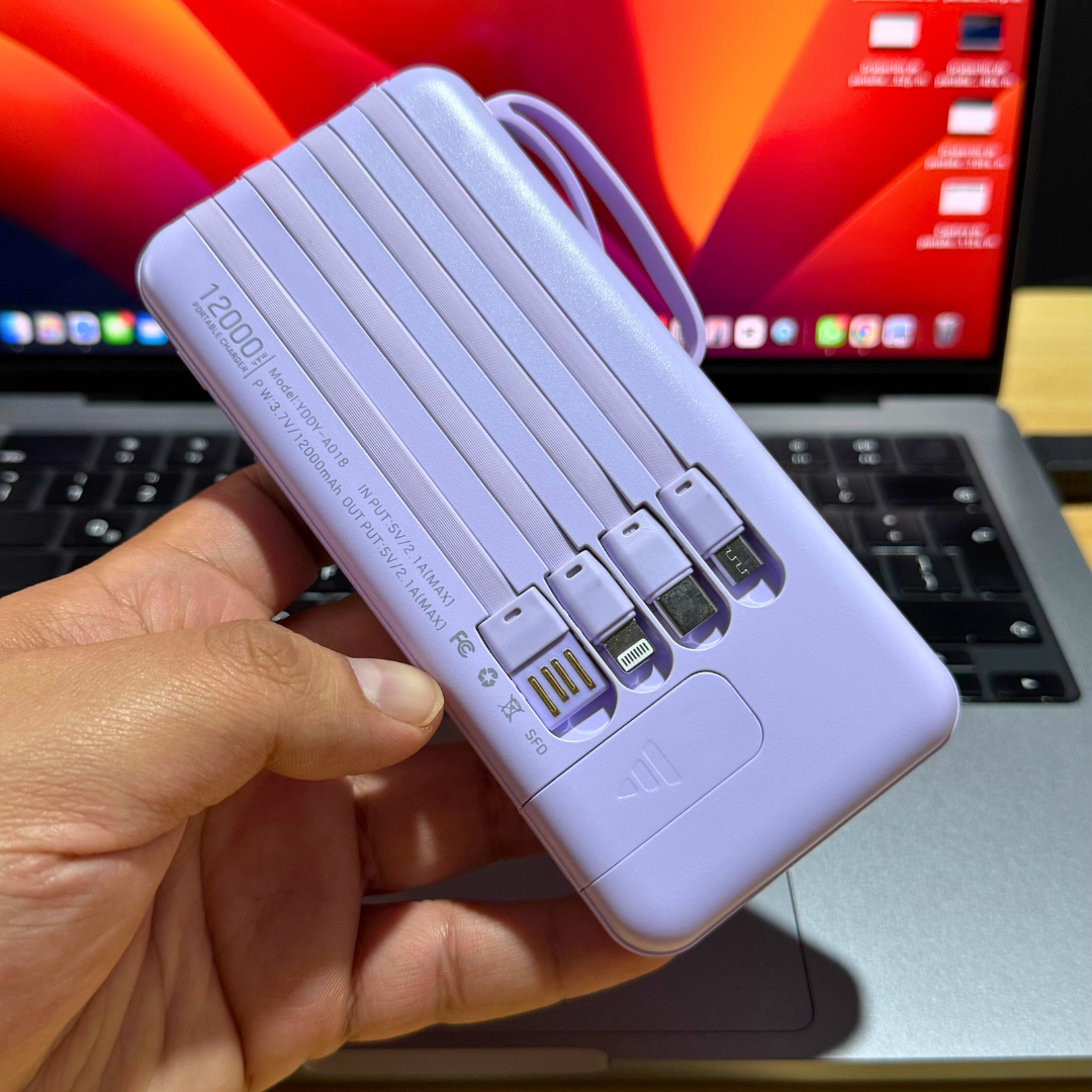PowerGo Elite 12K – Power Bank 12 000 mAh con Cable Integrado