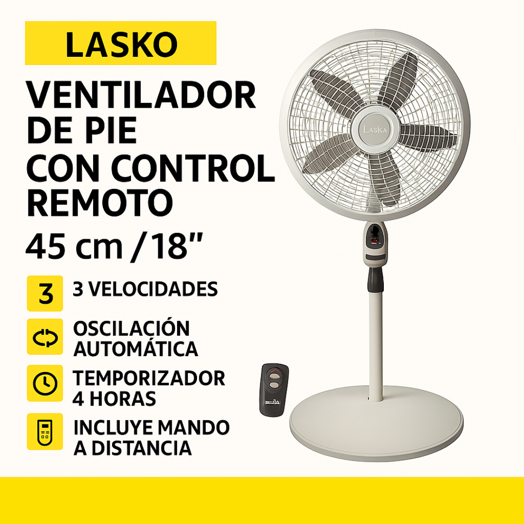 Ventilador de Pie Lasko con Control Remoto – 45 cm / 18”