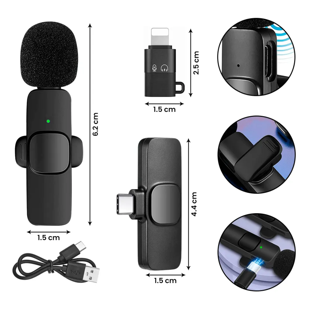 Micrófono Bluetooth USB-C + Adaptador Lightning