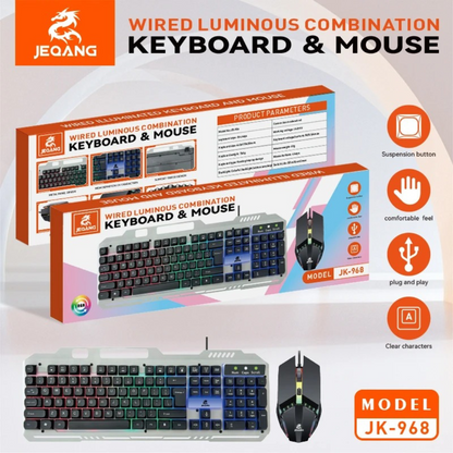 GameFusion JK-968 – Combo Teclado y Mouse Gaming RGB por Cable