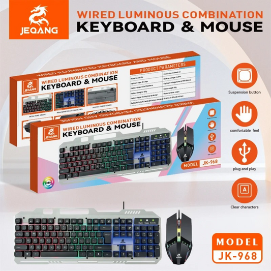 GameFusion JK-968 – Combo Teclado y Mouse Gaming RGB por Cable