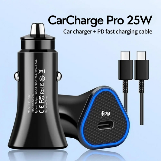 CarCharge Pro 25W – Cargador de Auto Inteligente Tipo C